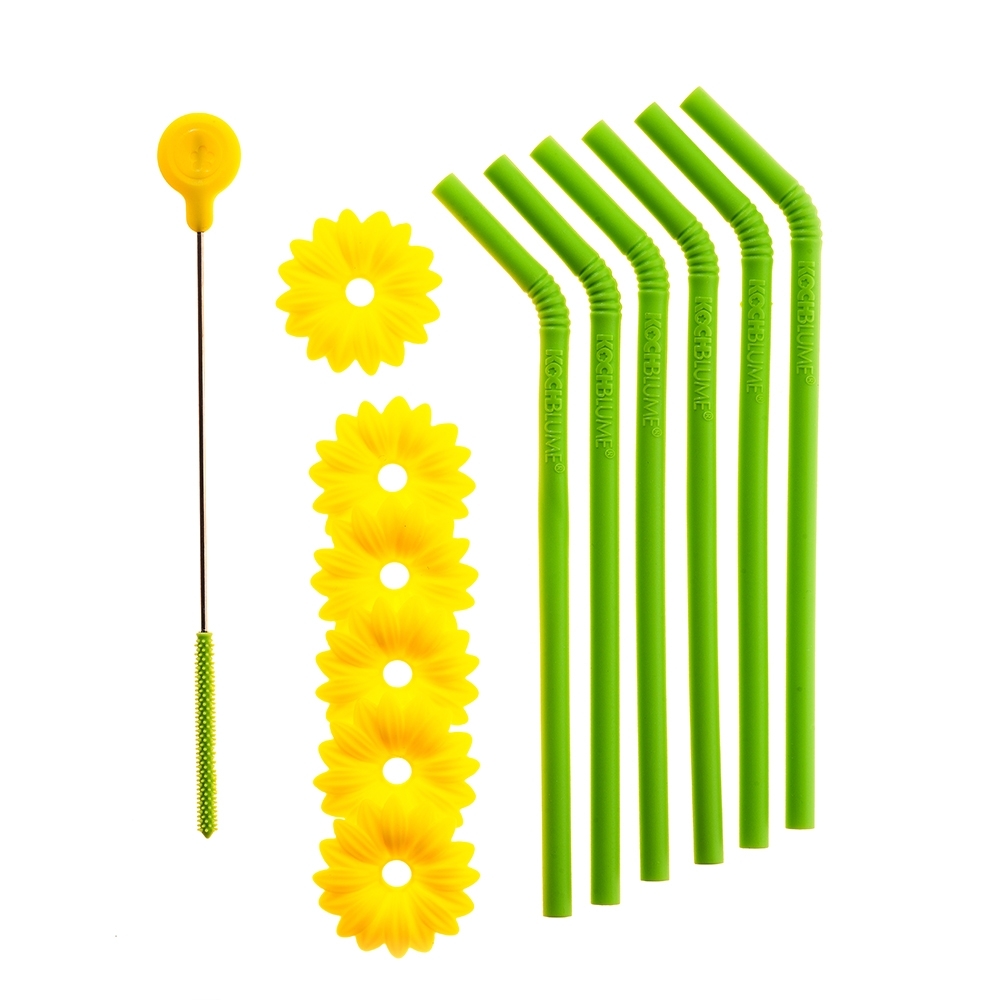 Kochblume - Trinkhalm Set mit Bürste