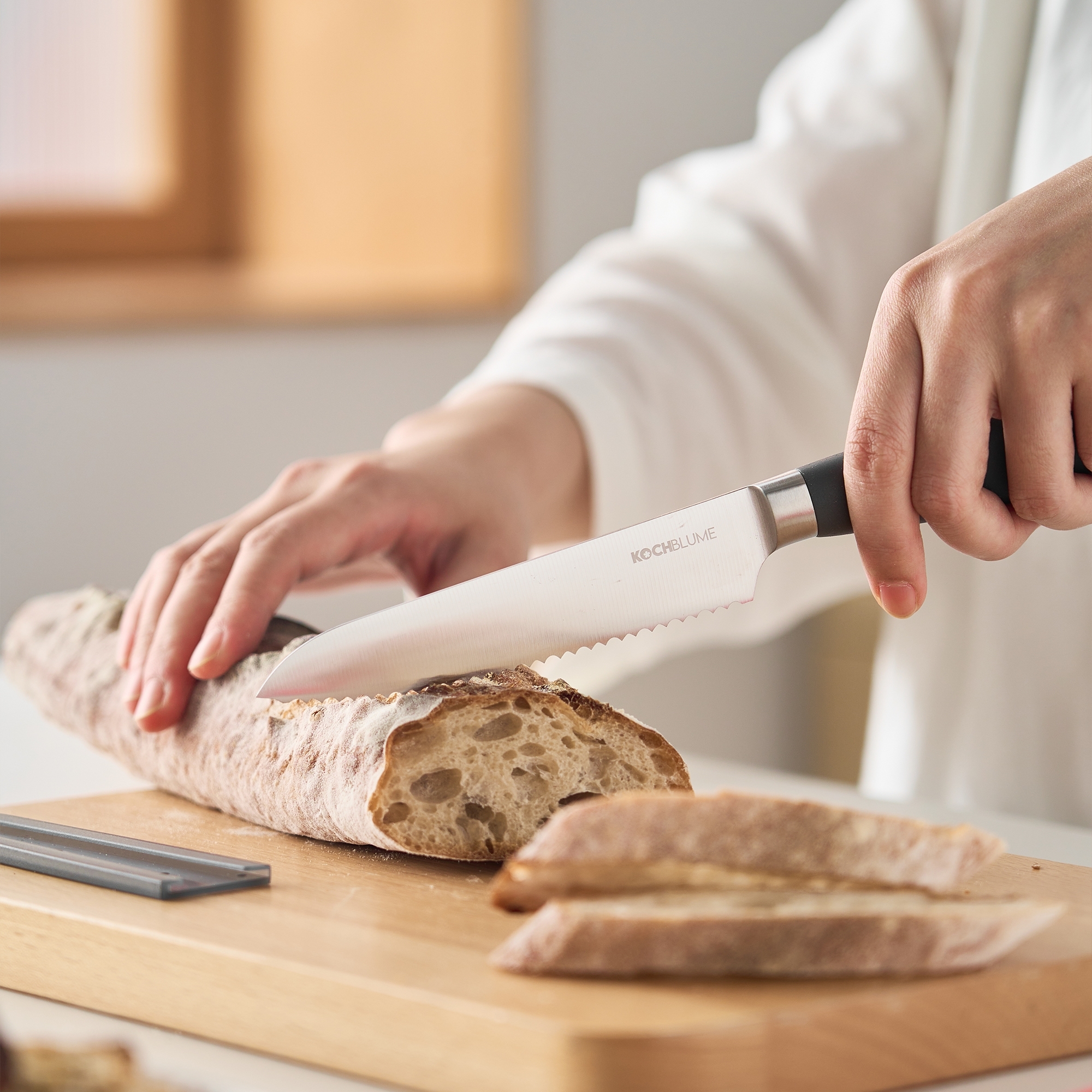 Kochblume - Utility knife, serrated edge, red