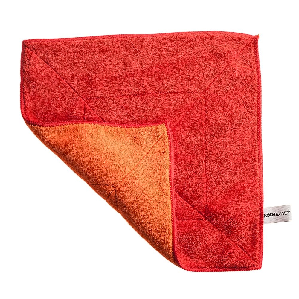 Kochblume - Microfasertuch 30 x 30 cm, rot/orange