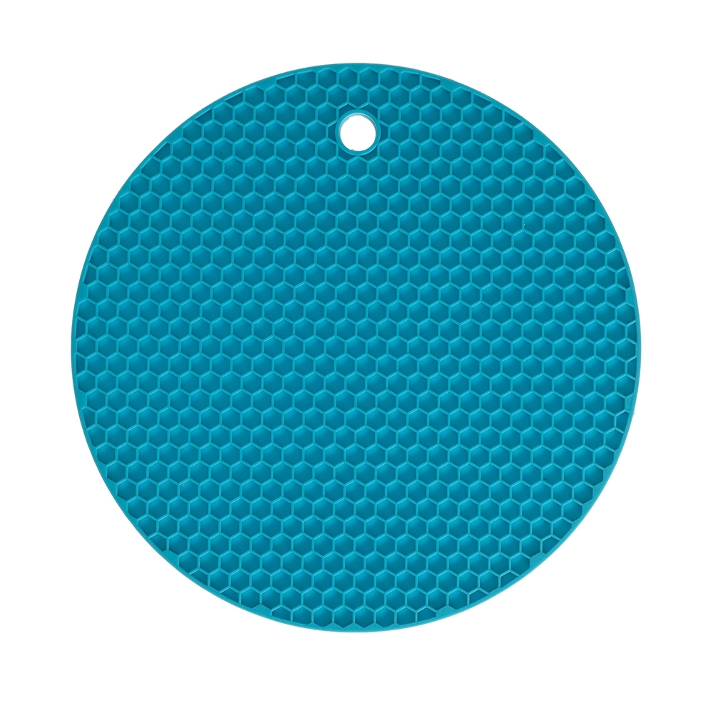 Kochblume - honeycomb-potholders/coasters, round, turquoise