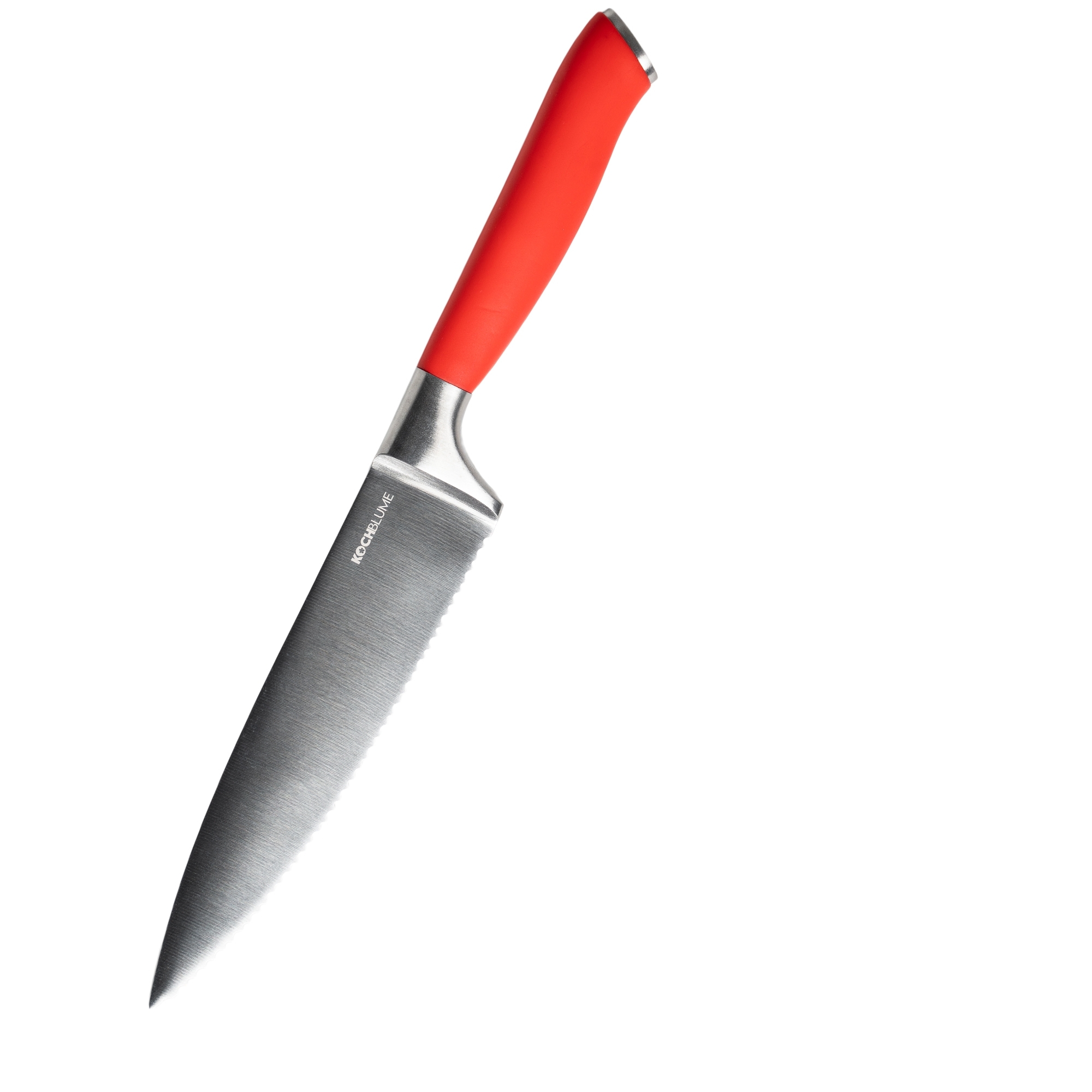 Kochblume - Chef's knife with serrated edge, red