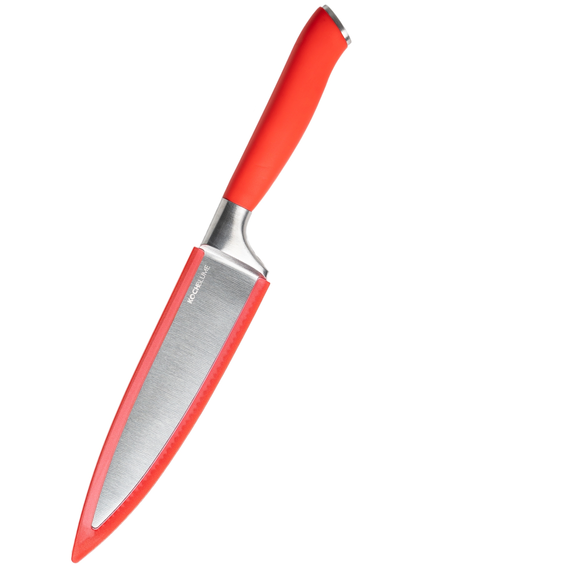 Kochblume - Chef's knife with serrated edge, red