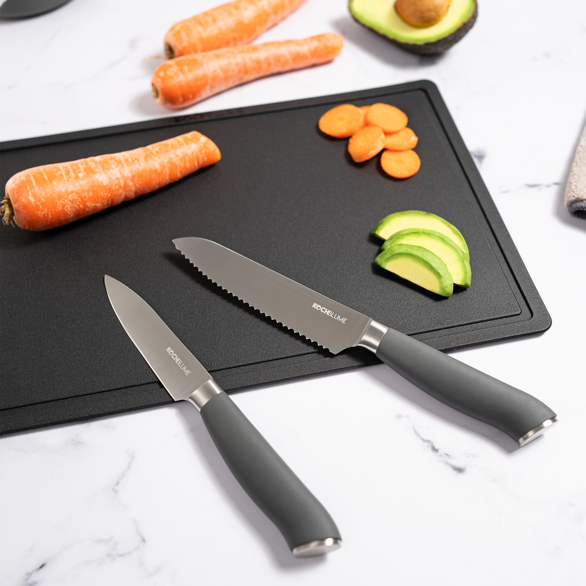 Kochblume - Utility knife, serrated edge, red