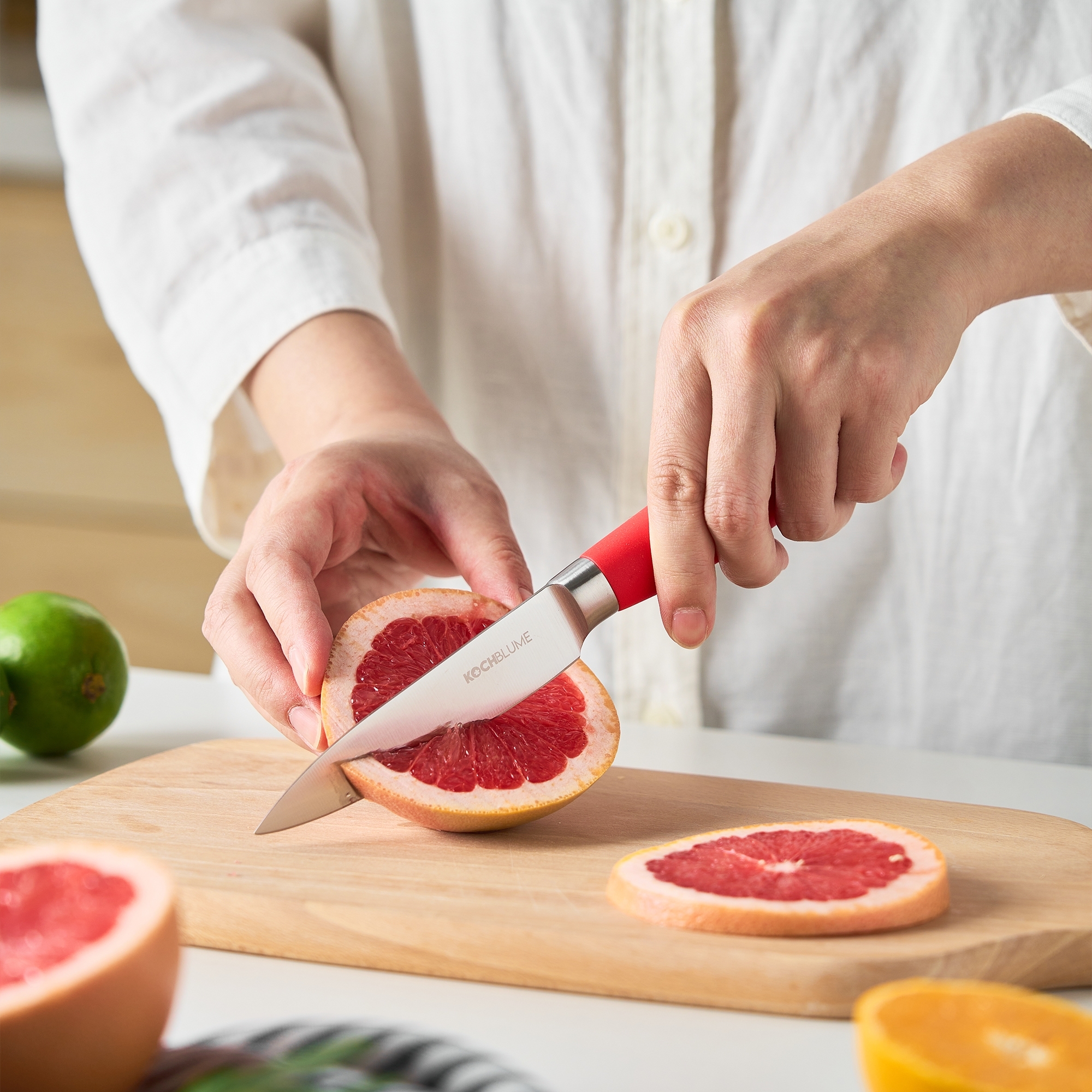 Kochblume - Vegetable knife S, smooth blade, red