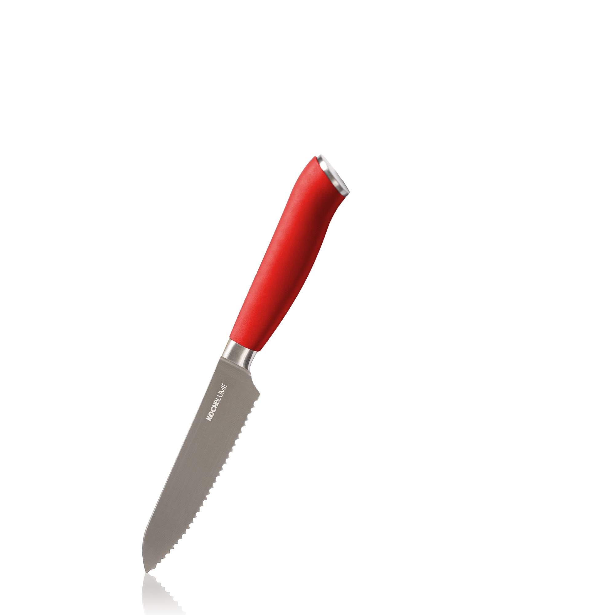 Kochblume - Utility knife, serrated edge, red